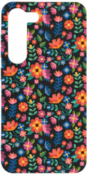 Husa BestCase Compatibila Cu Samsung Galaxy S21 Flower Pattern 0.8MM Slim Negru B 953 