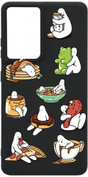 Husa BestCase Compatibila Cu Samsung Galaxy S21 Ultra Eating Is My Hobby 0.8MM Slim Negru B 1018 