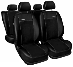 Huse scaune auto alcantara premium negre - 9 buc universale din imitatie de piele rezistente in timp cu cleme de prindere usor de