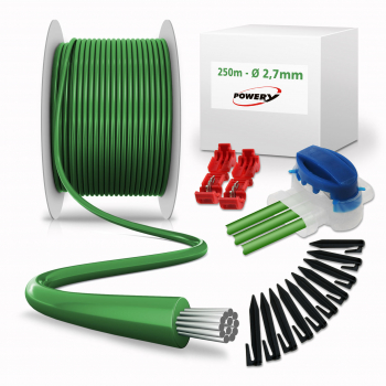 Set de reparatii cu 250m cablu delimitare 2 7mm + 500 carlige + 10x conectori de cablu + 4x cleme 