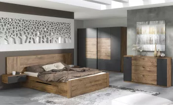 Set dormitor pat 160x200 cm stejar ribeck grafit inchis ARMENY