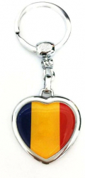 Breloc cheie din metal - Inima Romania 
