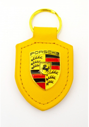 Breloc Premium piele compatibil Porsche galben 