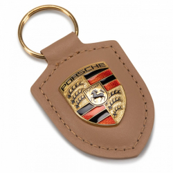 Breloc Premium piele compatibil Porsche maro deschis 