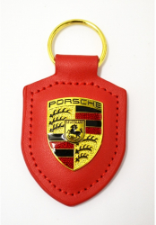 Breloc Premium piele compatibil Porsche rosu 