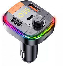 Modulator FM 2XUSB-A TYPE C 18W NEGRU 