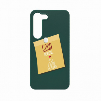 Husa Bestcase compatibila cu Samsung Galaxy S23 Plus Good Morning Sticker 0.8MM Slim Forest Green FG 48 