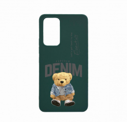 Husa Bestcase compatibila cu Xiaomi 12T Denim Style Teddy Bear 0.8MM Slim Forest Green FG 930 