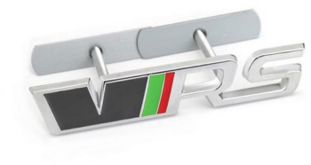 Sticker emblema VRS argintiu cu negru logo pentru grila Skoda Octavia Kamiq Kodiaq Karoq RS Superb Fabia Rapid 