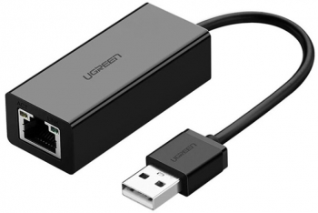 ADAPTOR RETEA Ugreen CR110 USB 2.0 to Gigabit RJ-45 10/100 Mbps Adapter LED negru 20254 