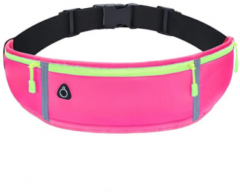 Borseta sport impermeabila pentru alergat cu 3 compartimente pentru telefon mobil si accesorii centura elastica reglabila Roz 