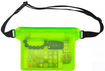 Borseta subacvatica cu material impermeabil pentru telefon mobil si accesorii centura reglabila dimensiuni 22 x 17 cm Verde Neon 