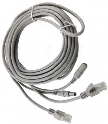 Cablu de extensie pentru retea si alimentare 15 m mufat 2x RJ45 si 2.1x5.5mm gri 