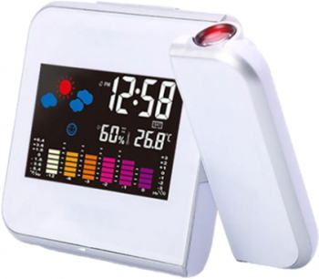 Ceas versatil cu proiectie display LCD alarma si termometru marime 110 x 150 x 20 mm culoare alba 