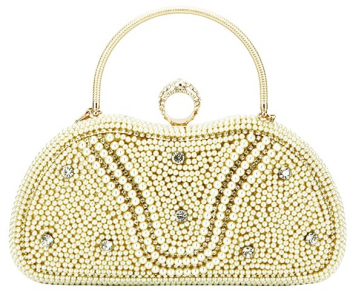 Geanta clutch cu perle si pietricele BME-22732 05 Auriu 