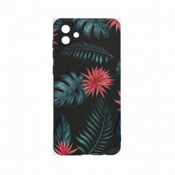 Husa Bestcase comp cu Samsung Galaxy A04e Bopical Flowers 0.8MM Slim Negru c-B 497 