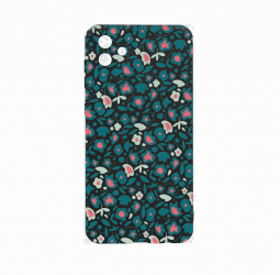 Husa Bestcase comp cu Samsung Galaxy A04e Green Flowers Pattern 0.8MM Slim Negru c-B 632 