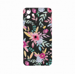 Husa Bestcase comp cu Samsung Galaxy A04e Happy Flowers 0.8MM Slim Negru c-B 69 