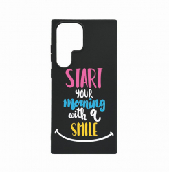 Husa Bestcase comp cu Samsung Galaxy S23 Ultra Smile At Morning 0.8MM Slim Negru B 47 