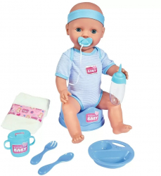 Papusa Simba New Born Baby Baby Doll 43 cm cu accesorii albastru 