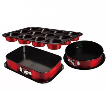 Set 3 tavi pentru cuptor Burgundy Metallic Line BerlingerHaus BH 7635 