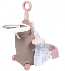 Valiza multifunctionala pentru papusi Smoby Baby Nurse 3 in 1 maro 