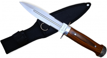 Cutit de vanatoare Foxter 28 cm otel inoxidabil si lemn husa neagra 