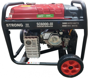Generator curent SC6000-III STRONG Putere 6.0kW AVR motor pe benzina 14.0CP rezervor 25 litri pornire electrica roti 