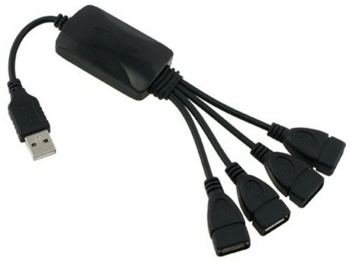 Hub USB 2.0 cu 4 porturi si conector microUSB Incarcare si transfer date Negru 