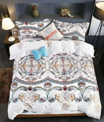 Lenjerie de pat matrimonial cu husa de perna dreptunghiulara Morgandy bumbac ranforce gramaj tesatura 120 g/mp multicolor 