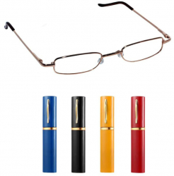 Ochelari pentru citit cu rama aurie si toc cu clips inclus 