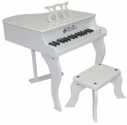 Pian de lemn pentru copii scaun inclus 48 cm alb 