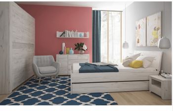 Set dormitor dulap pat 160x200 2x noptiera alb craft ANGEL