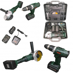 Masina aparat gaurit insurubat autofiletanta + flex polizor unghiular polidisc acumulator 24.4V cu 2 baterii 5ah SR-036 