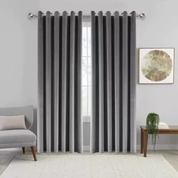 Set Draperii Catifea Gri cu inele. 
