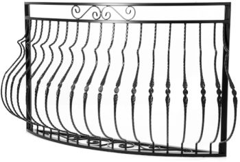 Balcon Frantuzesc din Fier Forjat Lucrat Manual balustradeTM T17 1.59m x 0.95h Negru Mat Vopsit in camp electrostatic 