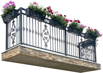 Balustrada Fier Forjat Balcon Model T1 3m x 1m H 1m Vopsire in camp electrostatic Finisaje Premium BalustradeTM Metal Gri Antracit 