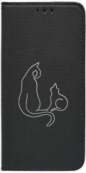 Husa BestCase Compatibila Cu Samsung Galaxy A23 Abstract Cat Flip Case Negru FLB 738 