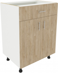Corp Baza haaus Karo 1 Sertar 2 Usi Lemn Natural/Alb 60 x 50 x 80 cm 