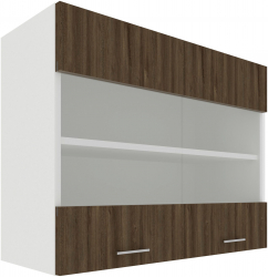 Corp Superior haaus Karo 2 Usi cu sticla Stejar Bronz/Alb 80 x 30 x 60 cm 