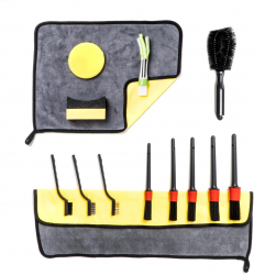Set de perie burete si microfibra Amio Car detailing brush set 14 buc 