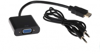 Adaptor HDMI la VGA cu cablu audio compatibil cu PC-uri DVD playere si laptop-uri 20 cm negru 
