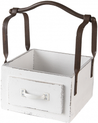Cos depozitare lemn alb antichizat 24x19x28 cm 