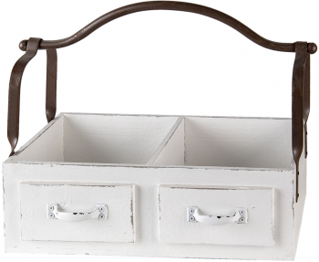Cos depozitare lemn alb antichizat 41x19x29 cm 