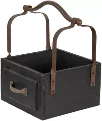 Cos depozitare lemn negru antichizat 24x19x28 cm 