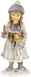 Figurina polirasina gri alb Fetita 8x7x19 cm 