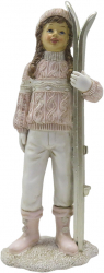 Figurina polirasina roz alb Fetita 9x7x21 cm 