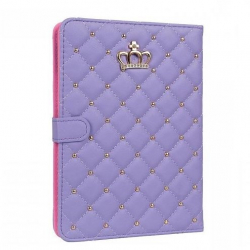 Husa de protectie book cover compatibila cu iPad 9.7 2017 model Luxury Crown mov 