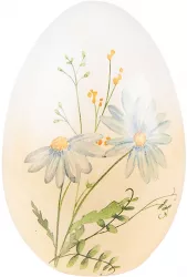 Ou decorativ ceramica galben albastra Paste 11x11x17 cm 