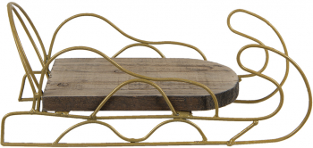 Sanie decorativa fier auriu lemn maro 26x13x12 cm 